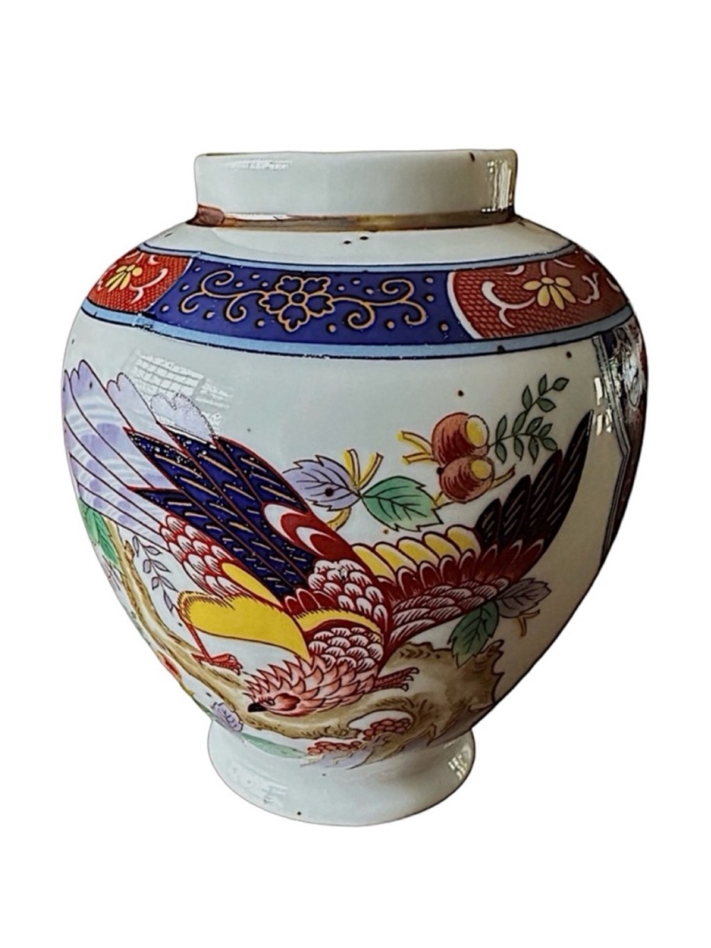 Imari Japan Vintage Small Porcelain Vase Jar 4.5” Bird Design Signed